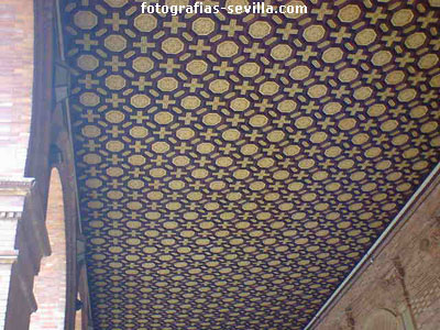 Seville, the Spain's Square, Details of wood work's craft of the roof