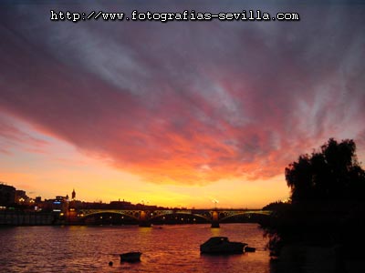 Seville, sunset over the Triana’s Bridge (Puente de Triana)