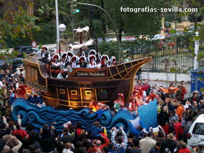 Carroza del Galeón Andalucía en la Cabalgata de Reyes de Sevilla