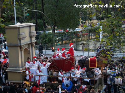 Carroza dedicada a la Sevilla romana de la Cabalgata de Reyes de Sevilla